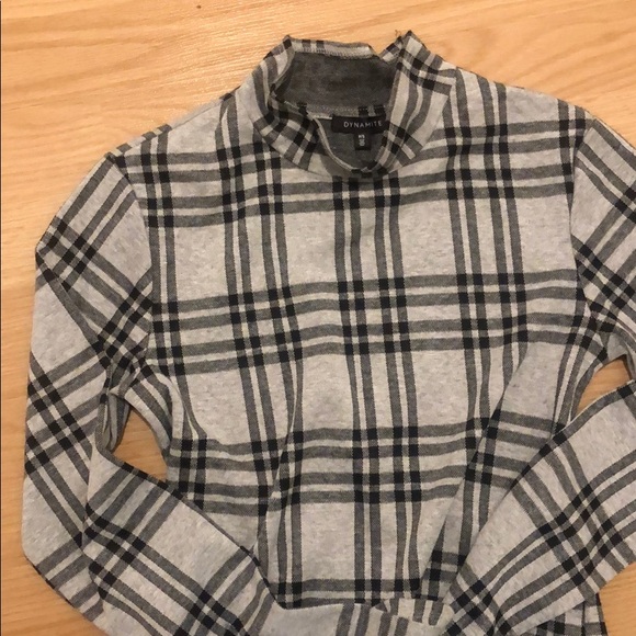 Dynamite Plaid mock neck top - Picture 4 of 4